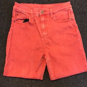 Red denim BDG boyfriend jeans